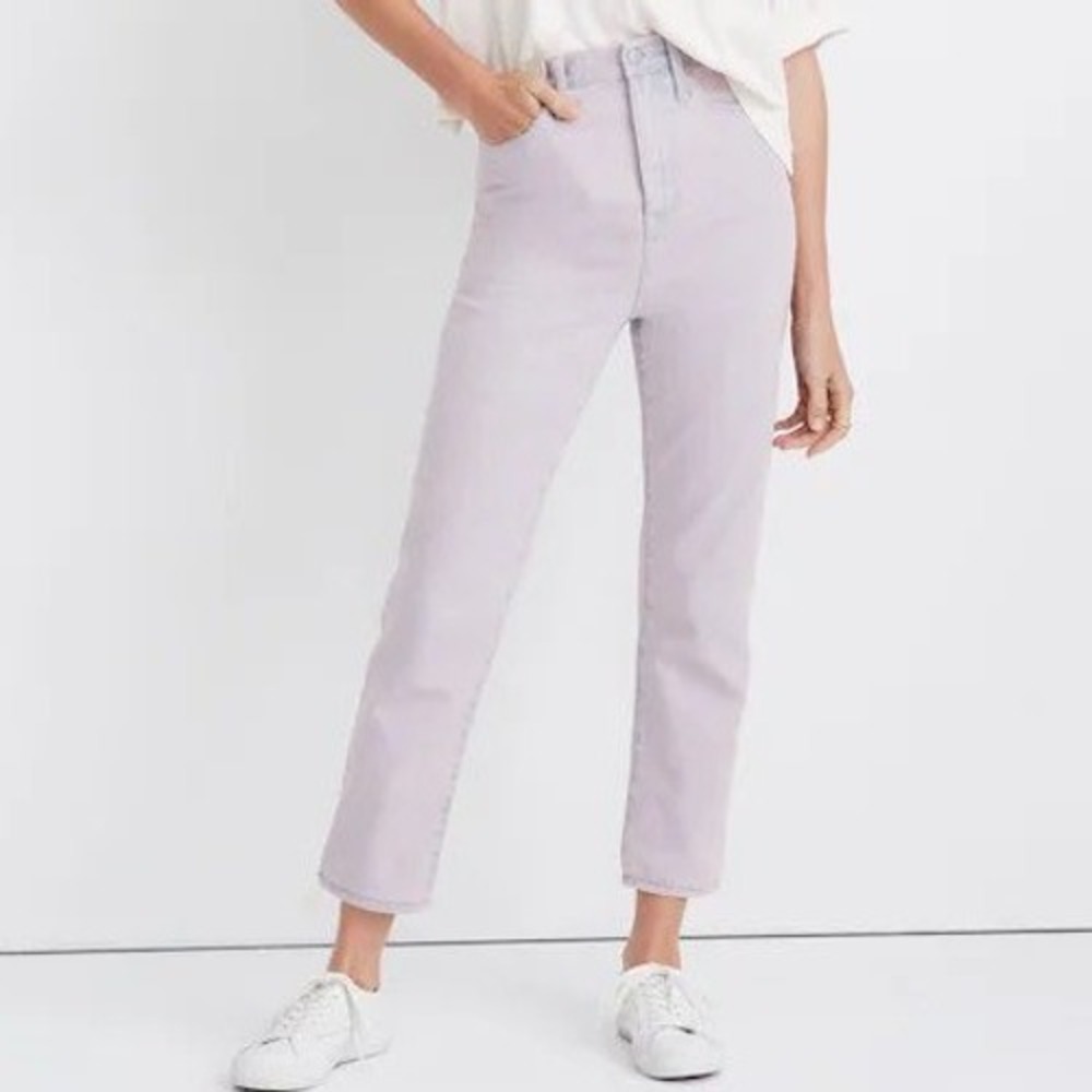 Madewell The Momjean Overdyed Edition Pale Lilac High Rise Jeans AJ216 Size 25